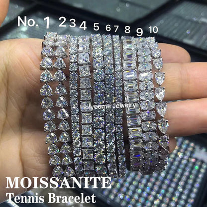 925 Sterling Silver Tennis Bracelet D Moissanite Stone White Oval Round Cut Designer Jewelry For Women Man Hand Chain