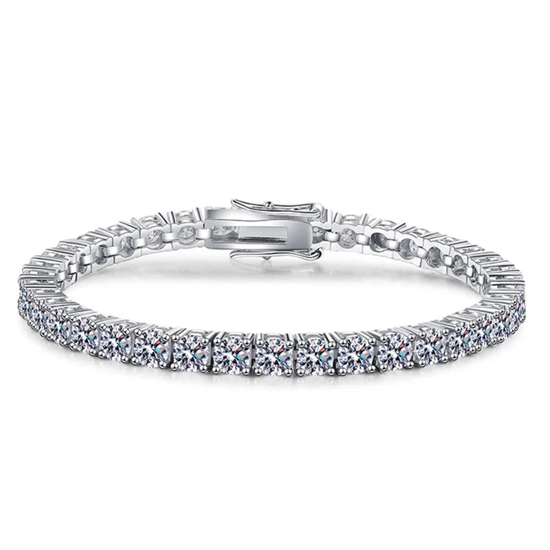 925 Sterling Silver Tennis Bracelet D Moissanite Stone White Oval Round Cut Designer Jewelry For Women Man Hand Chain