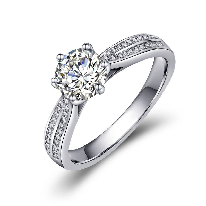 6 Prongs Setting Round Moissanite Starlight Queen Wedding Ring