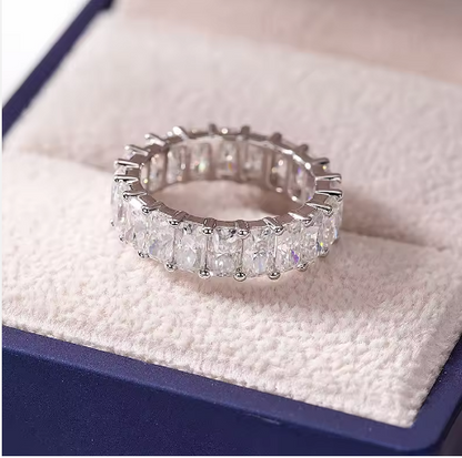 Emerald cut Eternity Band Halo Ring All Circle Moissanites S925 9K 10K 14K 18K Solid Gold Fashion Design Ring