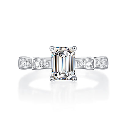 Emerald Cut Moissanite Adjustable Ladder Half-Eternity Ring