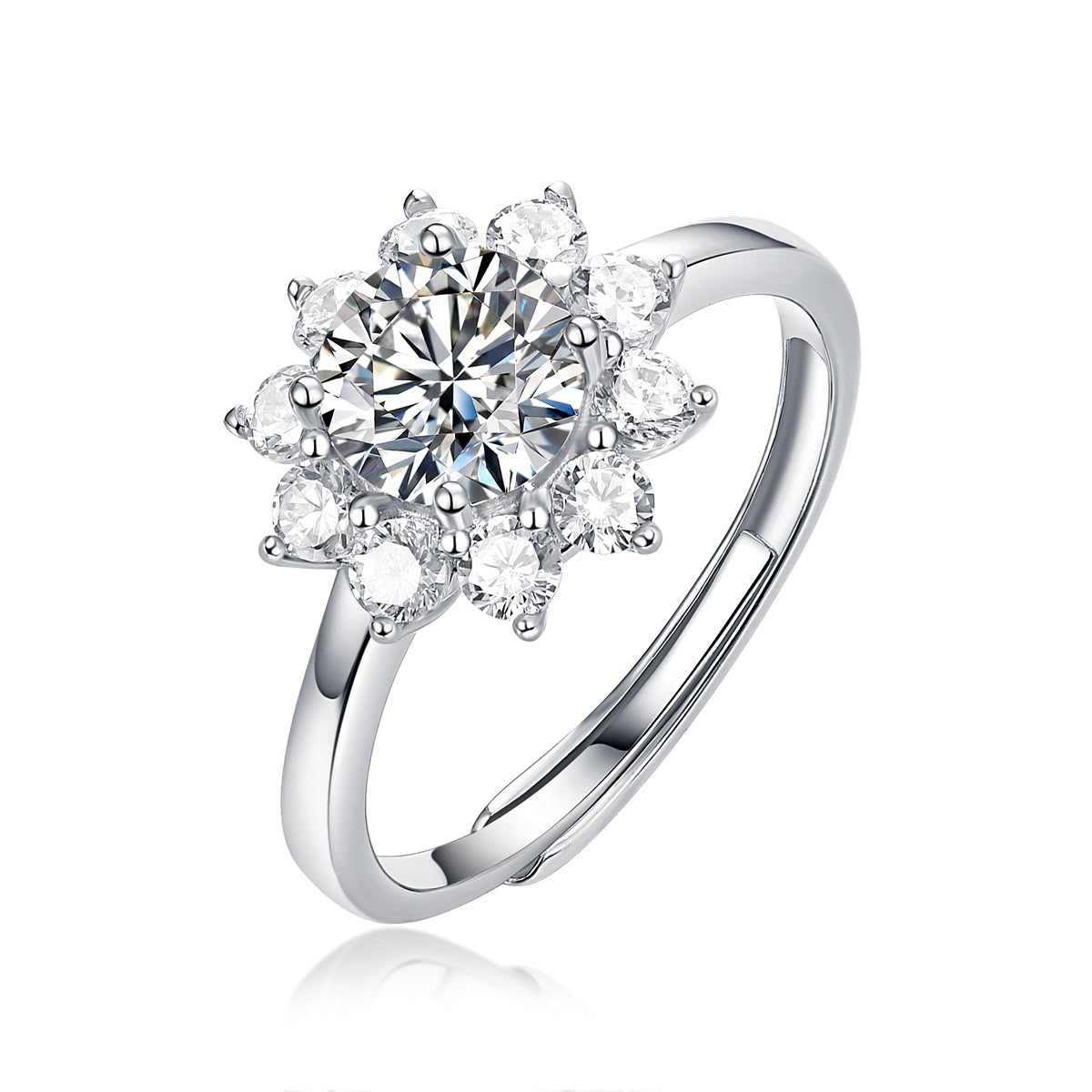 【 Daisy 】Sunflower Round Cut 1CT Moissanite Adjustable Ring