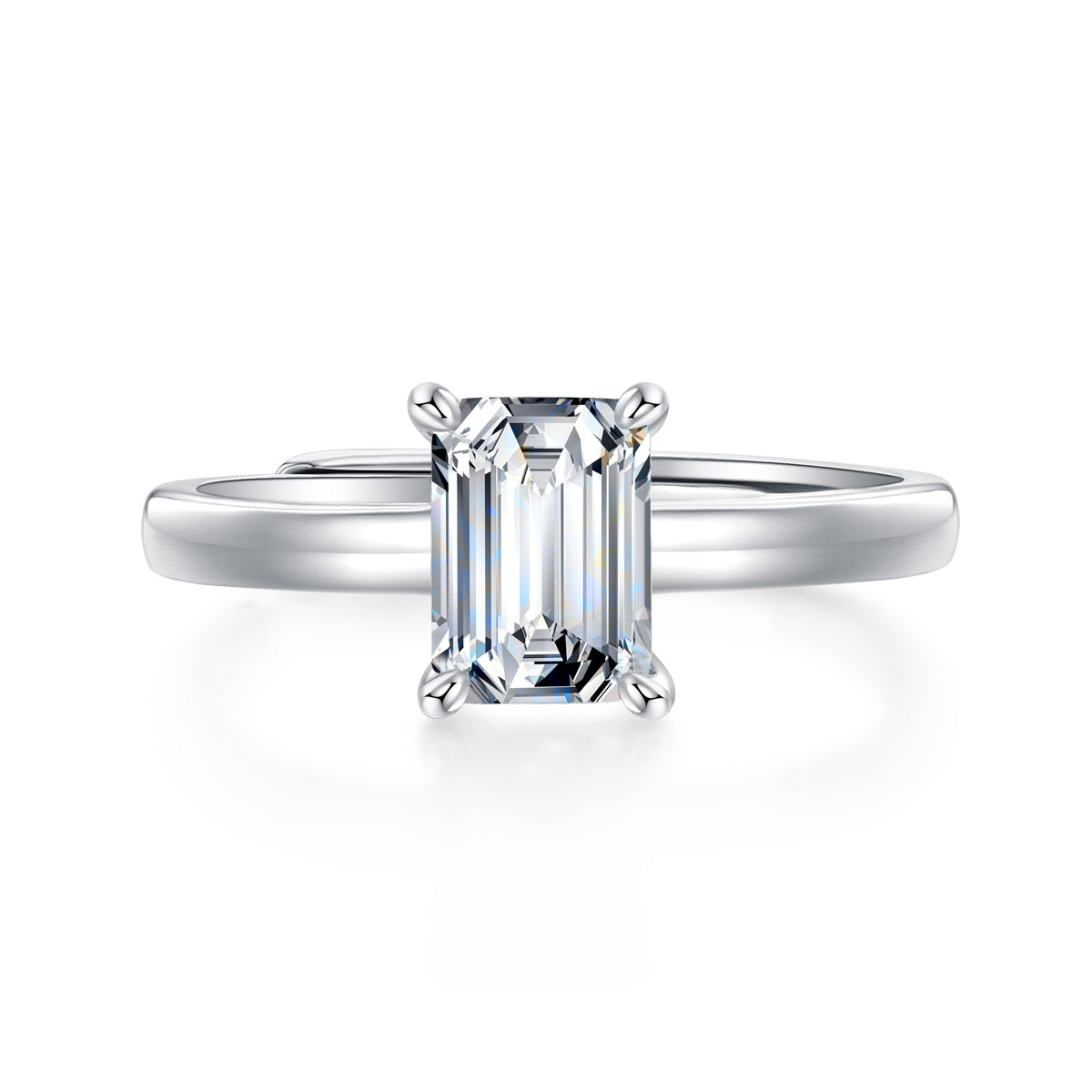 Emerald Moissanite Adjustable Solitaire Ring