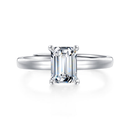 Emerald Moissanite Adjustable Solitaire Ring