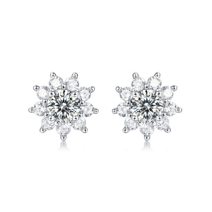 【 Daisy 】SunFlower 1CT Round Cut Moissanite S925 Sterling Silver Daily Stud Earrings