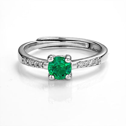 Adjustable 0.5CT Round Shape Lab Created Emerald Half Eternity Solitaire Ring