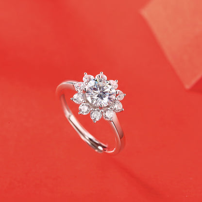 【 Daisy 】Sunflower Round Cut 1CT Moissanite Adjustable Ring