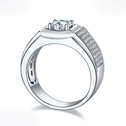 S925 Round Moissanite Half-Eternity Ring for Men