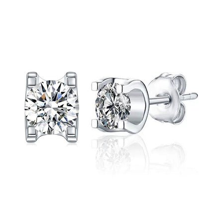 U Shape Inset Moissanite Stud Earrings