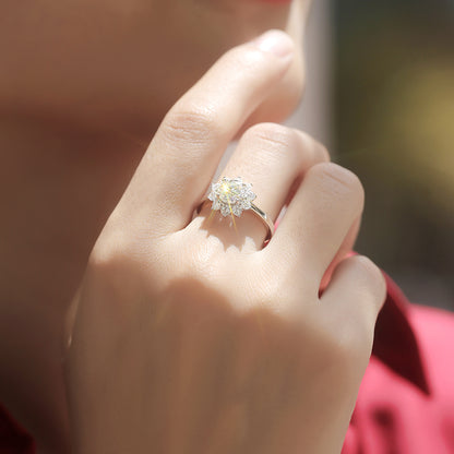 【 Daisy 】Sunflower Round Cut 1CT Moissanite Adjustable Ring