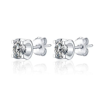 U Shape Inset Moissanite Stud Earrings