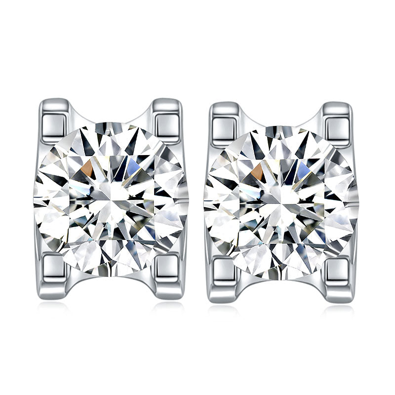 U Shape Inset Moissanite Stud Earrings