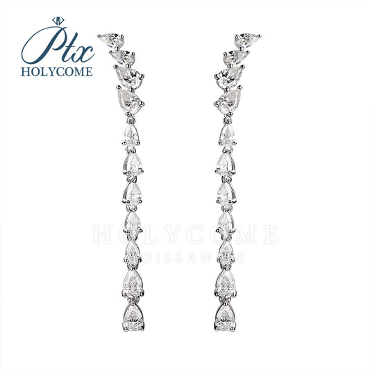 Moissanite Teardrop Long Dangle Earrings