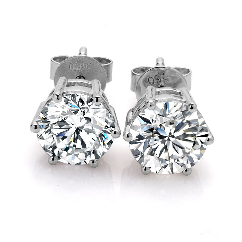 Classic 6 Prongs Setting Moissanite Stud Earrings