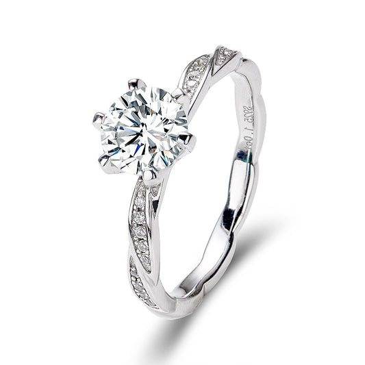 Twisted Braid Round Moissanite Petal Ring