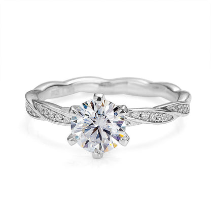 Twisted Braid Round Moissanite Petal Ring