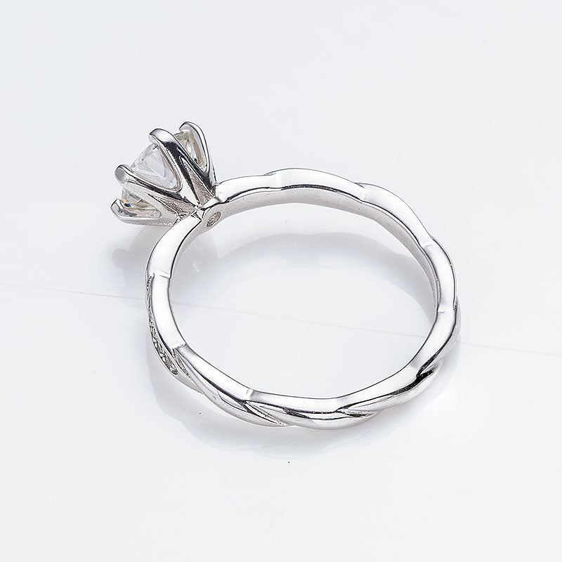 Twisted Braid Round Moissanite Petal Ring