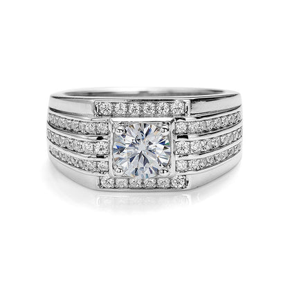 Round Moissanite Half-Eternity Ring for Men