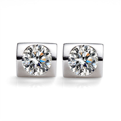 Round Moissanite Inset Heart Stud Earrings