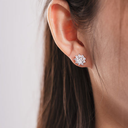 【 Daisy 】SunFlower 1CT Round Cut Moissanite S925 Sterling Silver Daily Stud Earrings