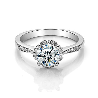 Round Shape Moissanite Petal Half-Eternity Ring