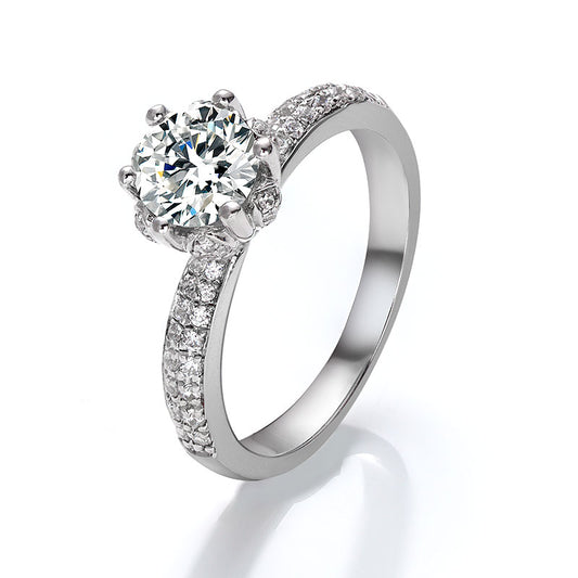 6 Prongs Setting Round Moissanite Petal Ring