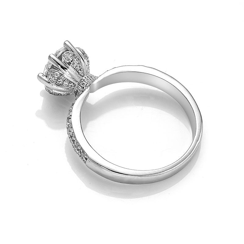 6 Prongs Setting Round Moissanite Petal Ring