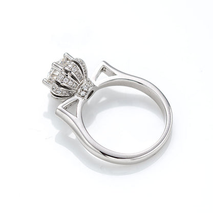 Round Moissanite Kitten Petal Ring