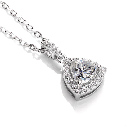 Trillion Cut 1/2CT 925 Sterling Silver Halo Moissanite Pendant Necklace