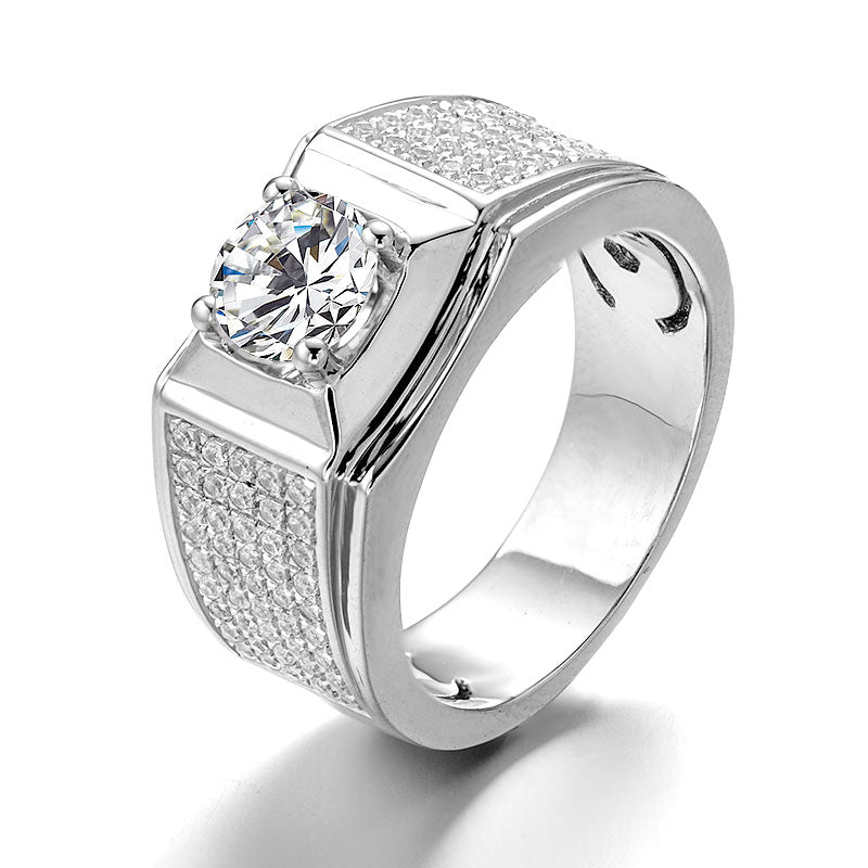 S925 Round Moissanite Half-Eternity Ring for Men