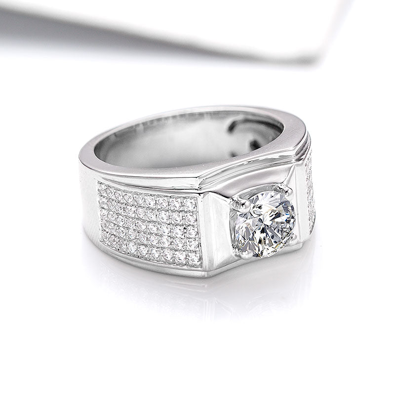 S925 Round Moissanite Half-Eternity Ring for Men