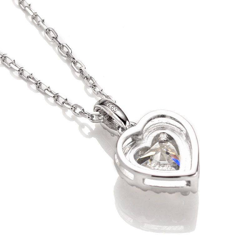 Heart Cut 1/2CT 925 Sterling Silver Halo Moissanite Pendant Necklace