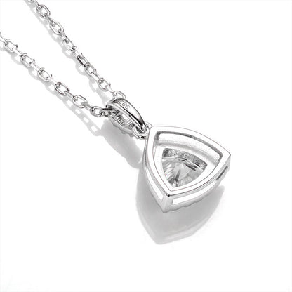 Trillion Cut 1/2CT 925 Sterling Silver Halo Moissanite Pendant Necklace