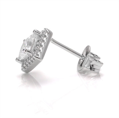 Princess Cut Moissanite Halo Stud Earrings