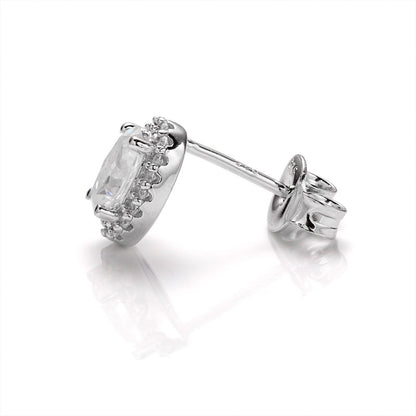 Oval Cut Moissanite Halo Stud Earrings