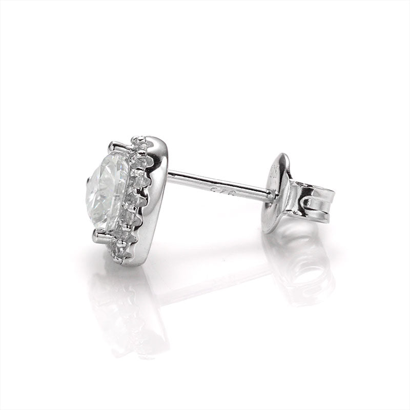 Heart Cut Moissanite Halo Stud Earrings