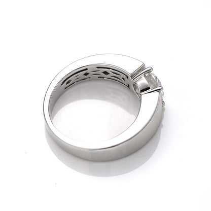 Round Moissanite Inset Ring for Men