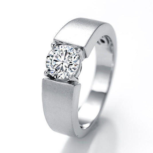 Round Moissanite Inset Ring for Men