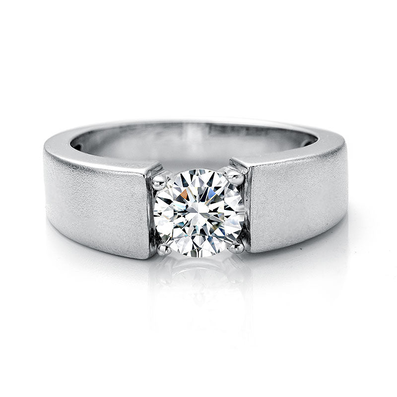 Round Moissanite Inset Ring for Men