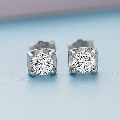 U Shape Inset Moissanite Stud Earrings