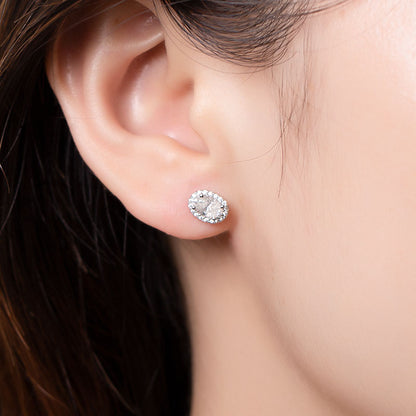 Oval Cut Moissanite Halo Stud Earrings