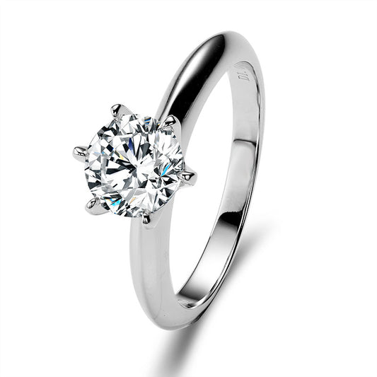 Classic 6 Prongs Setting Round Moissanite Solitaire Ring