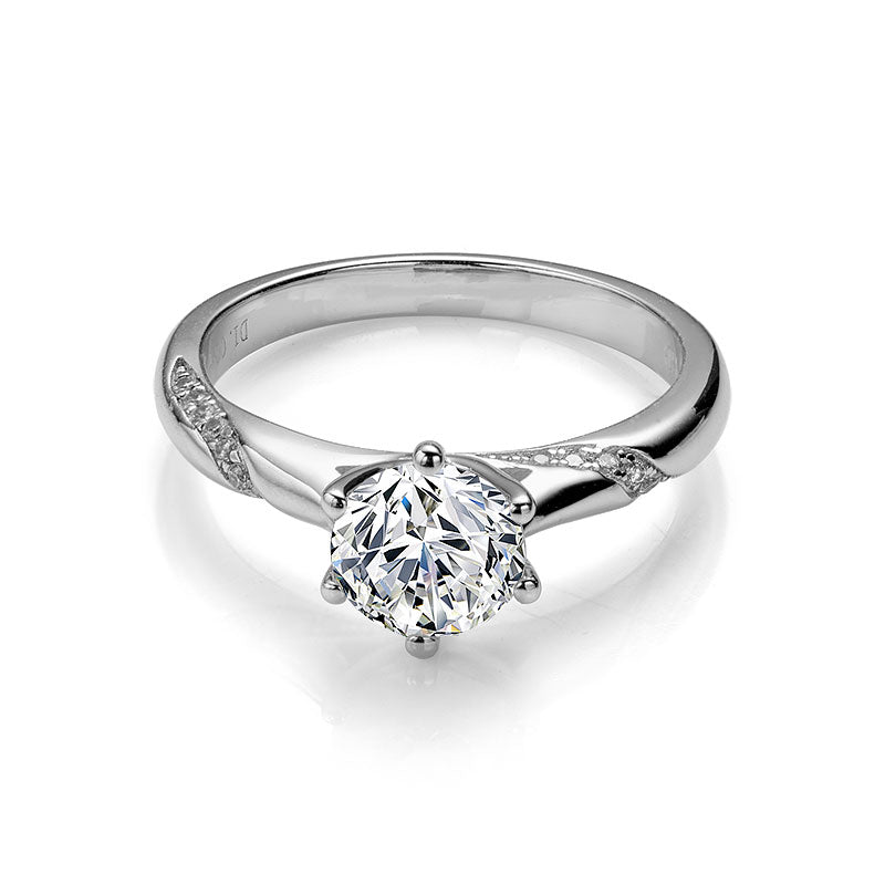 6 Prongs Setting Round Moissanite Wedding Ring