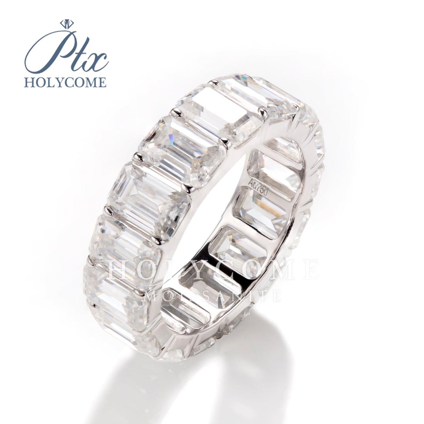 Emerald Cut Moissanite Eteinity Band Ring