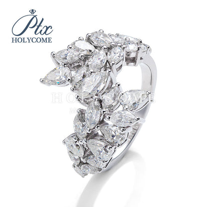 Pear Cut And Marquise Cut Moissanite Leaf Ring