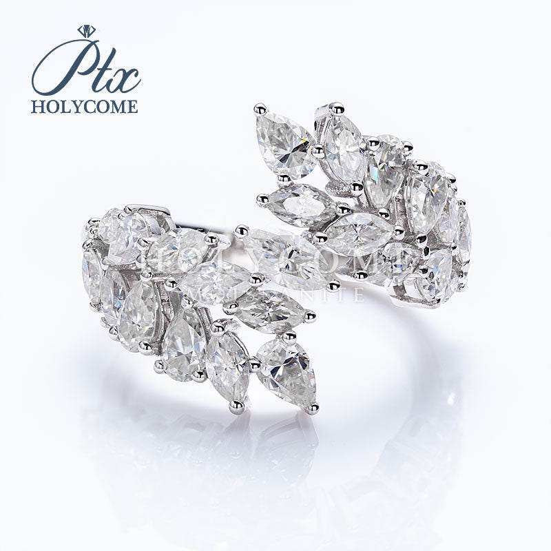 Pear Cut And Marquise Cut Moissanite Leaf Ring