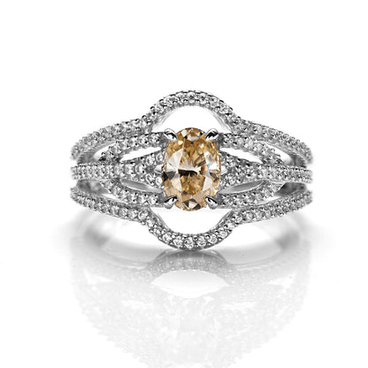 Vintage Hollow Out Champagne Moissanite Ring