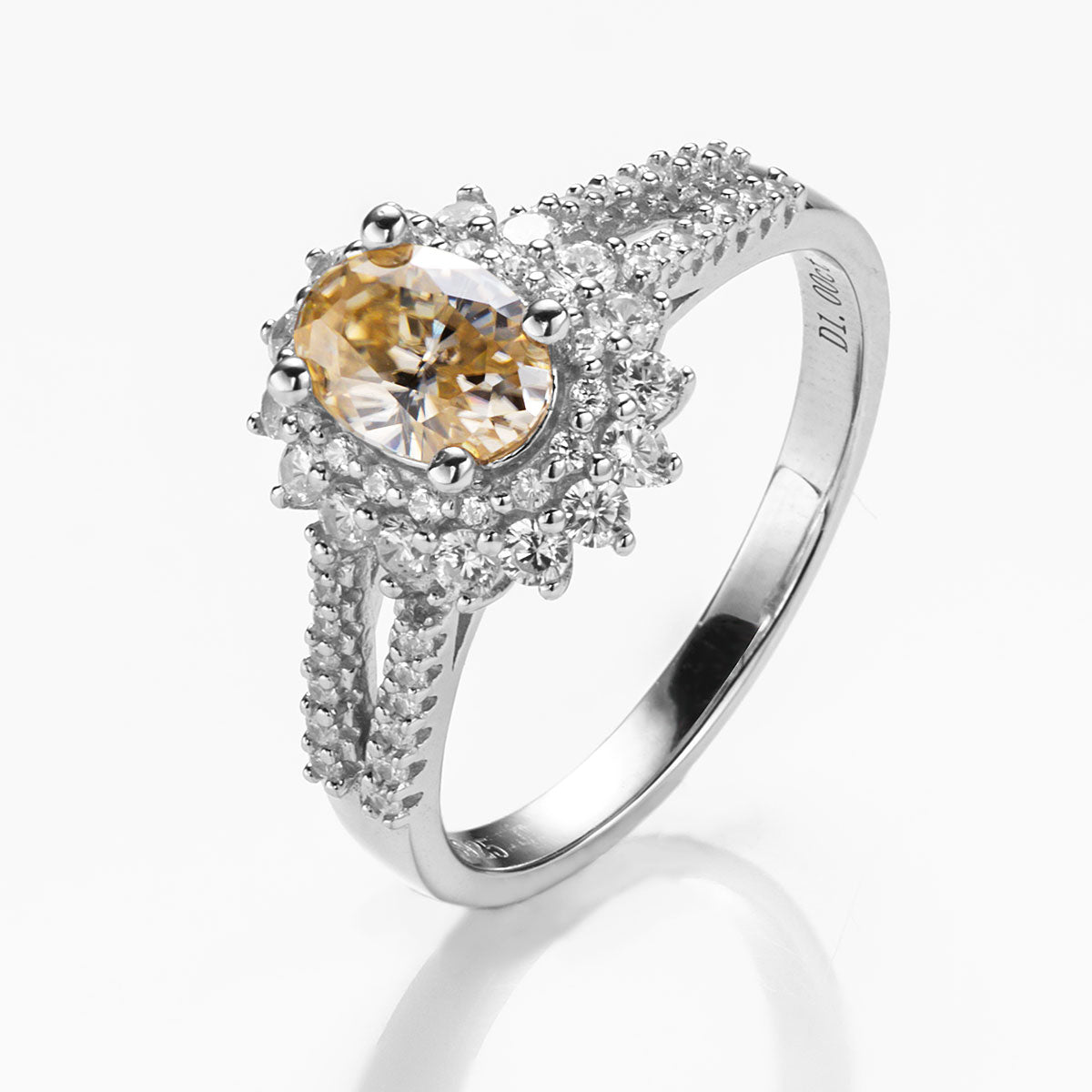 Floral Champagne Oval Moissanite Double-Band Ring