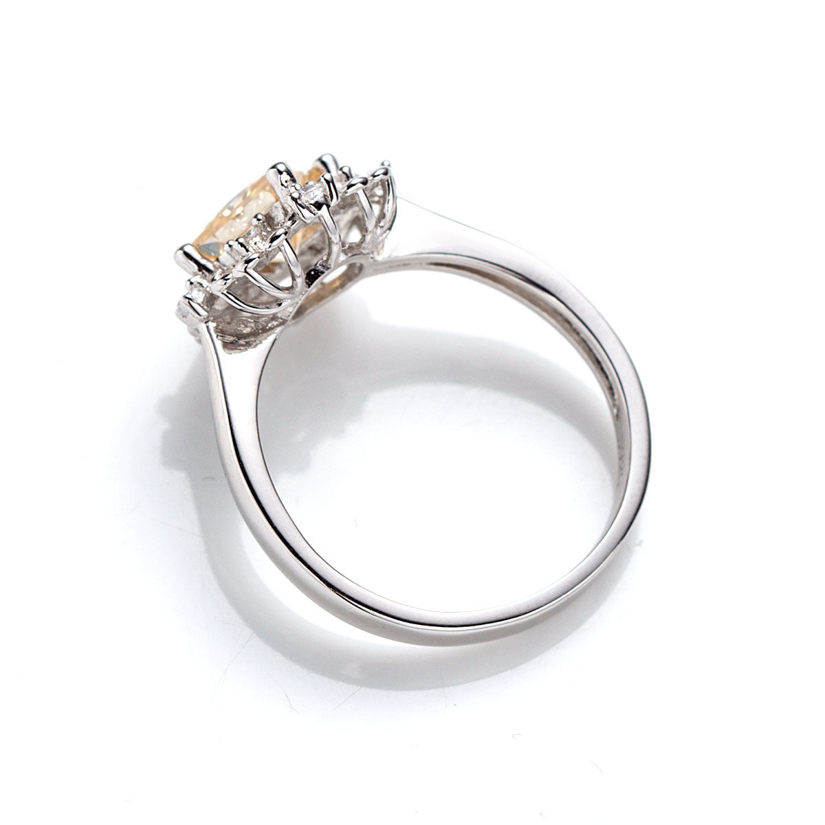 Floral Princess Square Cut Champagne Moissanite Ring