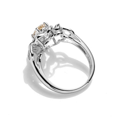 Oval Cut Hollow Circle Champagne Moissanite Ring